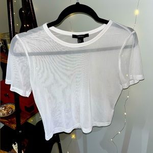 FOREVER 21 Cropped Mesh T-Shirt S